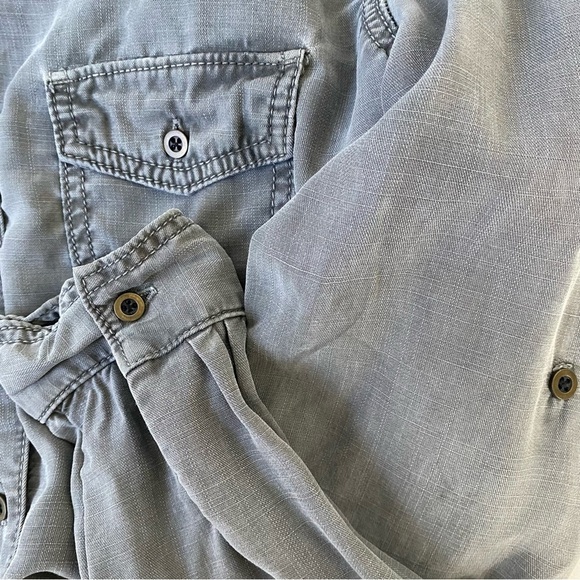 Sneak Peek Utility Split Hem Long Sleeve Shirt Dress, Slate Grey, Size S - Picture 8 of 8